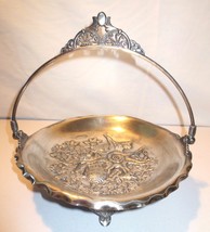 Antique Pairpoint MFG Co Quadruple Silver Plate Brides Cake Footed Handle Basket - £157.27 GBP