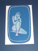 GOODYK Untitled &quot;BLUE NUDE LADY&quot; Litho Art Poster Matted Print - $250.14