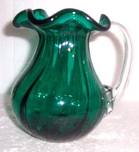 GORGEOUS DESIGNS HANDBLOWN GREEN GLASS JUG/VASE - $84.39