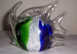 Glass Art &quot;Alantis&quot; Fish Blue/Green &amp; White Invigorating Colors - £58.29 GBP