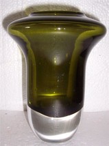 Glass Art Avocado Green Color Handblown Sculptured Display From Poland - $435.39