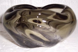 Glass Art Murano Olive Green Color Bulbous Shape &amp; Design Table Display - £119.22 GBP