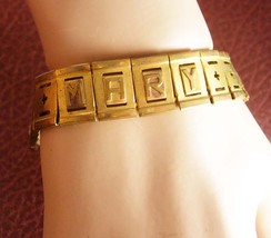 1920s art deco bracelet Mary Friendship 4 leaf clover design antique brass - £51.11 GBP