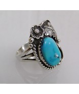 Native American Sterling Silver Turquoise Ring Floral D Denetdale Navajo... - $1,520.35 MXN