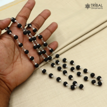 54/108 beads karungali / Ebony round beads mala 925 solid silver chain c... - $271.25+