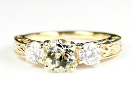 R254, Green Amethyst w/ 2 Accents, 10KY Gold Ring - £211.83 GBP