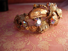 Vintage SIGNED Har Bracelet Big Baroque pearls and rhinestones clamper bangle - £275.72 GBP