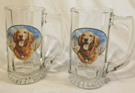 Pair of Jim Killen That&#39;s My Dog, Too! Golden Retriever Portrait Glass Mugs - $19.59