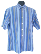 Jean Masenic Men’s Blue Stripe Hawaiian Short Sleeve Shirt Size M 39 vtd - £10.65 GBP