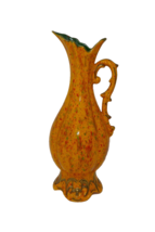 1978 Psychedelic Orange Red and Green Drip Pedestal Pitcher Vase - $34.99