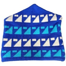 Maureen of the Mews Multicolor Blue Geometric Fleece Lined Ski Beanie Vi... - $24.75