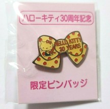 Hello Kitty 30th Anniversary Pin Badge Ribbon type polka dot SANRIO 2004 White - $20.30