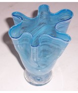 HANDBLOWN HANKERCHEIF BLUE VENETIAN GLASS VASE - $88.44 CAD