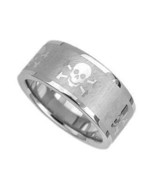 Stainless Steel Skull Biker Pirate Wedding Band Ring Size 8,9,10,11,12 - £11.05 GBP