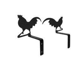 Wrought Iron Curtain Swags Pair 2 Rooster Silhouette Window Treatment Hardware - £19.32 GBP