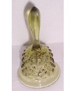 HOBNAIL VINTAGE GREEN GLASS BELL WITH ORIGINAL CLAPPER - $36.27