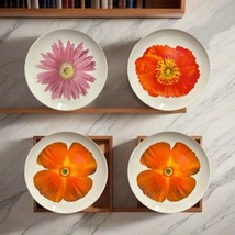 Isaac Mizrahi 4-Salad Plates Target Floral Plates Poppy Daisy Dessert Di... - £70.17 GBP