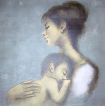 Hand Signed &amp; Numbered Young Mother &amp; Child &quot;Aubrey&quot; Sandu Liberman Print  - £265.03 GBP