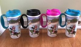 Disney Parks Pink Blue Black Lot 4 Travel Mug Cups BPA FREE 165518 Minnie Daisy - £15.84 GBP