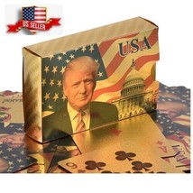 NEW Donald Trump Gold Foil Waterproof Plastic Playing Poker Deck Game Cards USA - £6.05 GBP