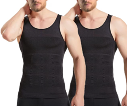 Men&#39;s 2 Pk of Body Shapers  Chest &amp; Tummy Firming Black XXL NEW - £17.11 GBP