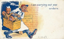 Postcard 1910 Grocery Delivery Orders Comic humor 23-5559 - $6.64