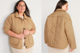 Old Navy Women&#39;s Oversized Quilted Utility Jacket Tan 2X - $29.99