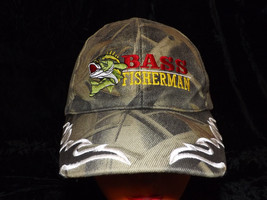 bass fisherman camo baseball hat, with embroidered flames fishing - £11.53 GBP