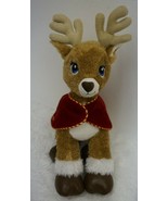 Build-A-Bear Brown Glittery Reindeer Plush Toy with Red Cape 18&quot; - £8.94 GBP