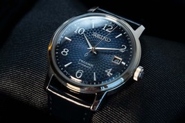 Seiko Presage Time Blue Dial Leather Strap Men&#39;s Watch SRPE43J1 (FEDEX 2 DAY) - £281.89 GBP