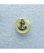 Vintage Cream Pearl Celluloid Metal Anchor Button - $8.91