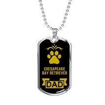 Chesapeake Bay Retriever Dad Dog Necklace Stainless Steel or 18k Gold Dog Tag W - £37.92 GBP+