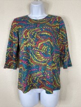 Rebecca Malone Womens Size PS Colorful Paisley Knit Blouse 3/4 Sleeve - $7.14