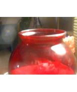 Anchor Hocking Mermaid Image Ruby Red Flower Bud Round Vase W Smooth Rim 4&quot; - $7.59