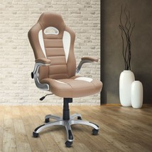 High Back Executive Sport Race Office Chair with Flip-Up Arms, Camel - £163.40 GBP