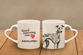 Azawakh - mug with a dog - heart shape . &quot;Good morning and love...&quot; High quality - £11.94 GBP