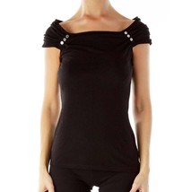 WHBM Black Top Women’s XS Shirt Blouse Fitted Stretch Soft Comfortable Business - £28.70 GBP