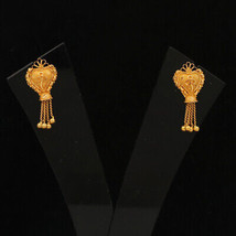 BIS 916 Stamp Sparkling Gold 2.7cm Jacket Earrings Half Mother Designer Jewelry - £410.40 GBP