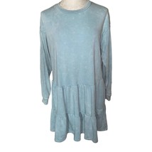 Wild Fable Tie Dye Tiered Mock neck Dress or tunic long sleeved light bl... - $17.37