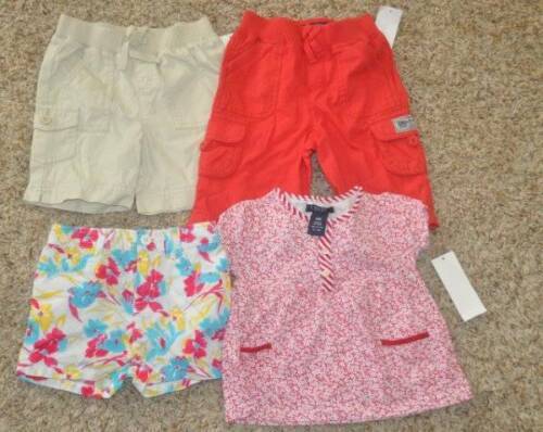 Primary image for Girls Shorts Shirt Capris Chaps Red Beige Floral Summer Set $84 NEW-sz 18 months