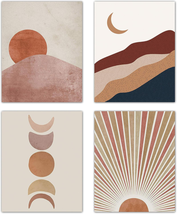 FWK Sunset Sunrise Landscape Art Prints Modern Mid Century Geometric Decor Boho  - $41.76