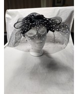 Ganz Black Sparkle Spider White Polka Dot Veil Black Feathers &amp; Bow Wome... - $23.38