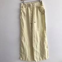 Style &amp; Co Linen Pant Women 6 Yellow Elastic Waistband Cargo Pocket Stra... - $21.11
