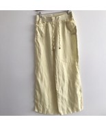 Style &amp; Co Linen Pant Women 6 Yellow Elastic Waistband Cargo Pocket Stra... - £16.48 GBP