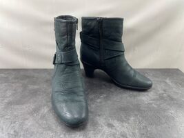 Cobb Hill Boots Women 6.5M Sienna Shoes Green Black Leather Ankle Heeled... - $505.84 MXN