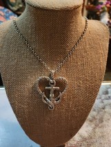 Brighton Seas The Day Anchored In Love Anchor Heart Cross Necklace Silve... - $352.64 MXN
