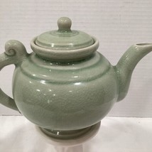 Vintage Green Teapot Collectable Thailand Crazing throughout - $14.03