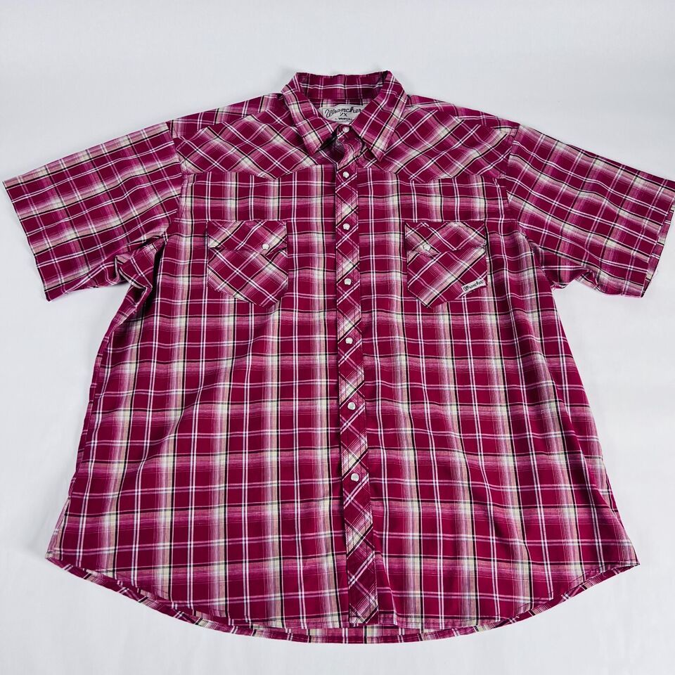 Wrancher Wrangler Western Shirt Mens Size 2XL Pearl Snap Red Multicolor ... - $11.01