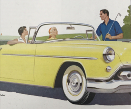 1950s Yellow GM Oldsmobile Super 88 Convertible Coupe Advertising Print Ad - £10.82 GBP