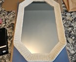 28&quot; x 18&quot; white wicker farmhouse mirror Octagon 8 sided - $29.70